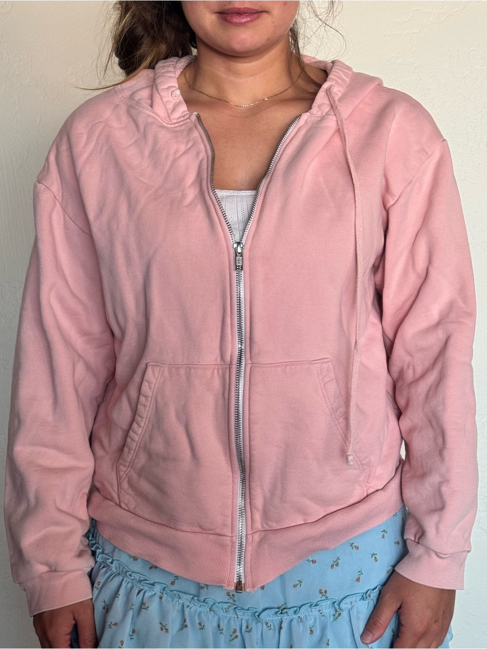 Reformation Soft Pink Zip-Front Hoodie